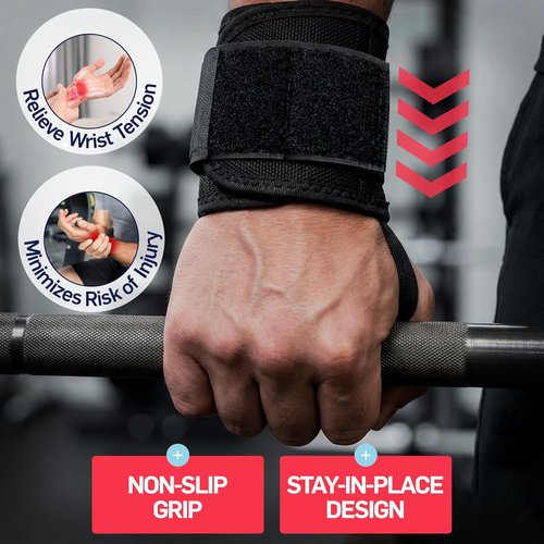 Dr. Arthritis Weight Lifting Wrist Wraps - Heavy-Duty Non-Slip Straps for Weightlifting & Training | Black Pair