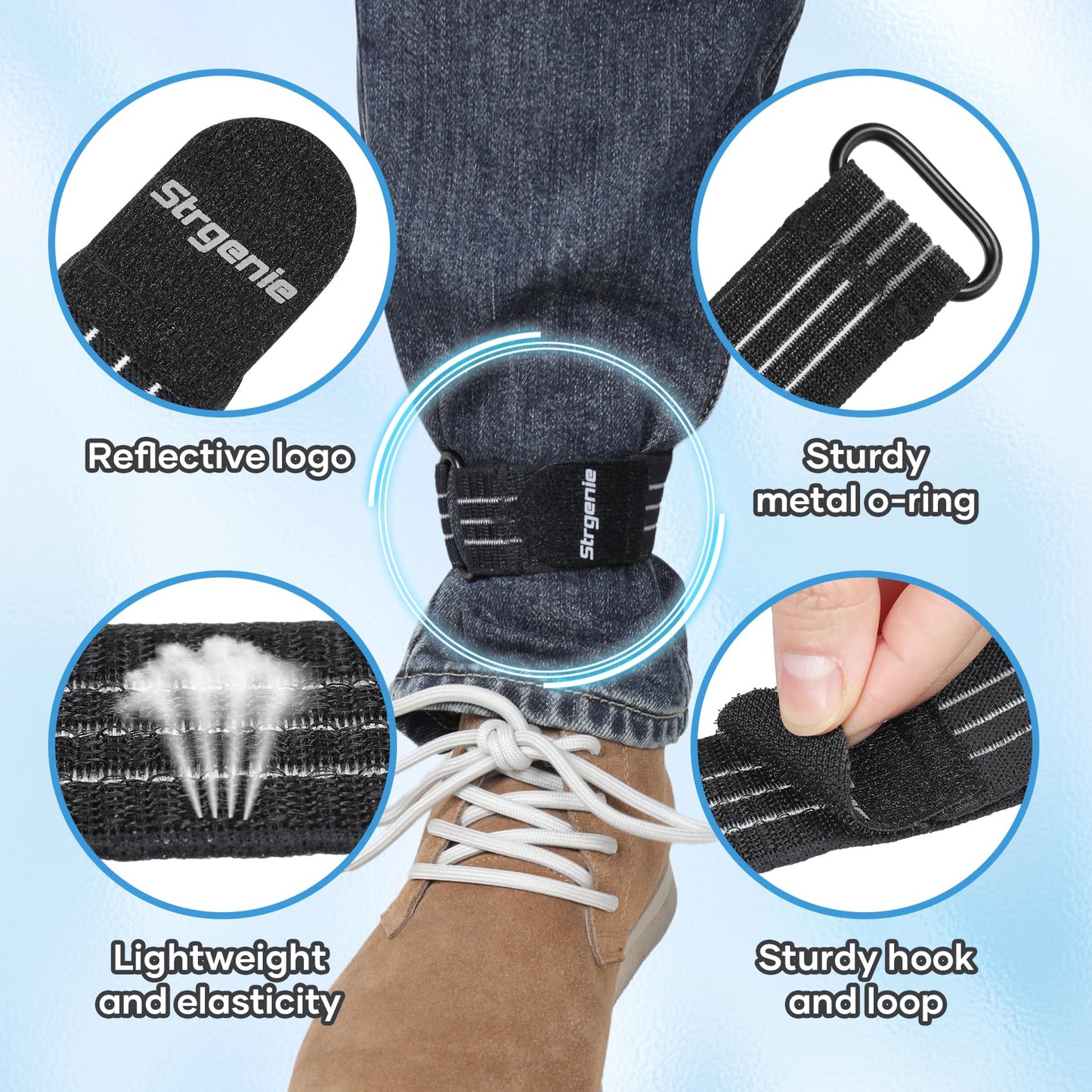 Strgenie Cowboy Boot Straps, Adjustable Elastic Pant Leg Straps for Biking, Fishing, Hiking, Wading etc.