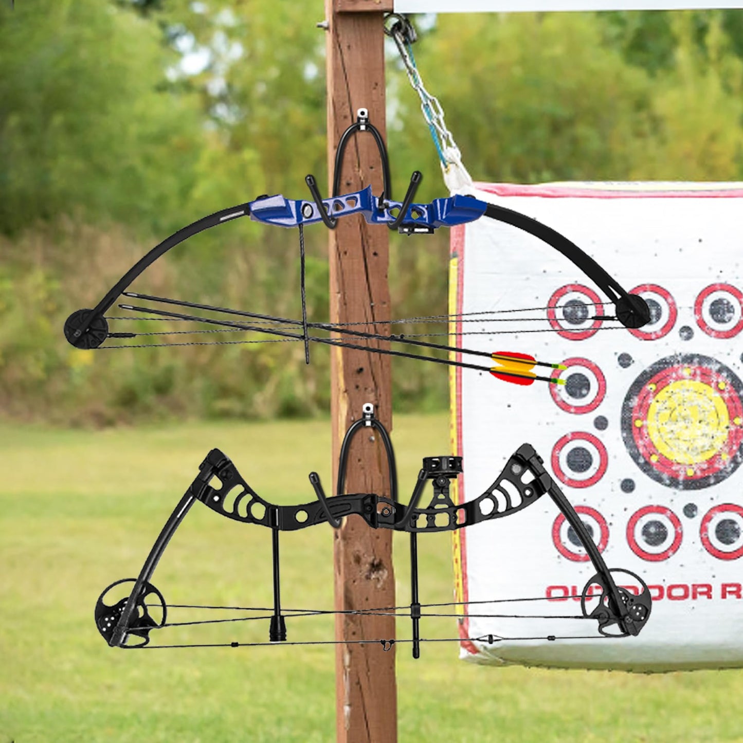 AHOSOUTLY 1Pack Bow Hanger Display Archery Rack Wall Mount Holder Wall Hook Stand Bow Hold up to 22 Lbs Rubber Protection and No Scratches
