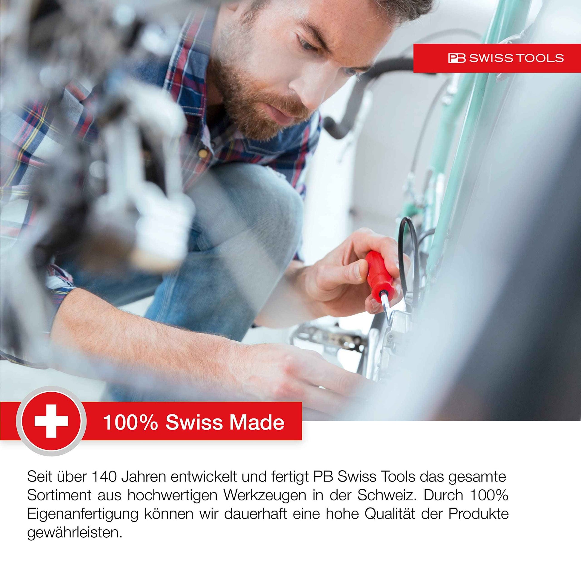 PB Swiss Tools Ratchet Screwdriver Long PB 8510.R-100 | 100% Swiss Made | Screwdriver Bit Holder Magnetic for C6 Bits, Left/Clockwise Rotation/Fixed, Blade Length 100 mm