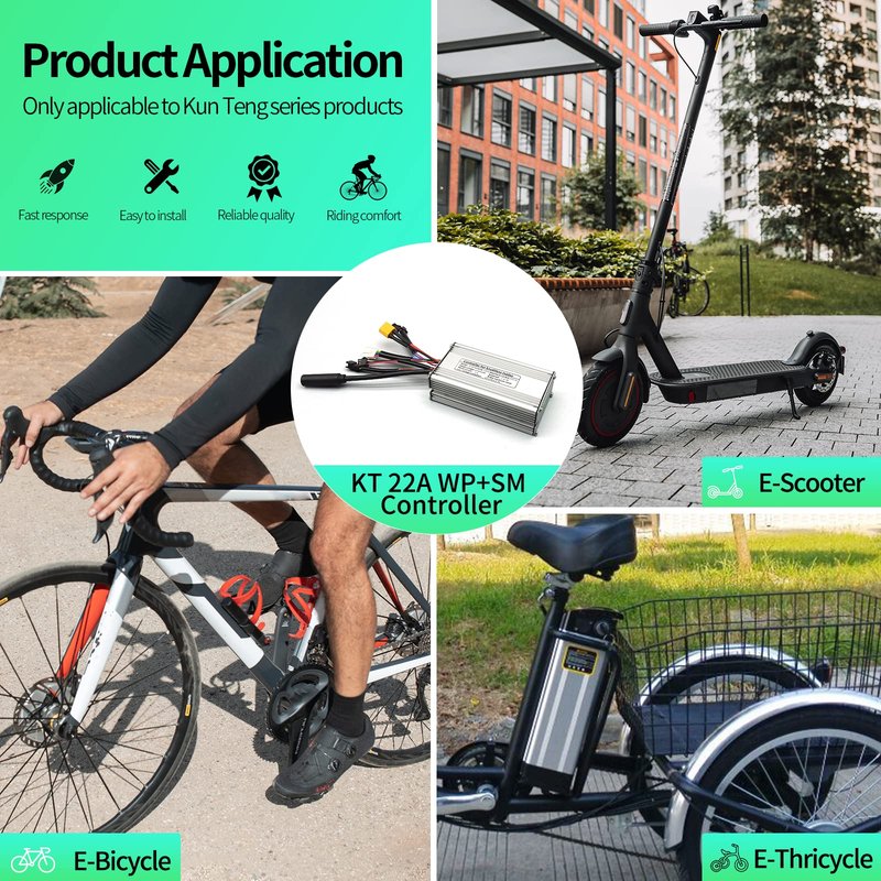 MUSELK EBike Controller KT（KUNTENG 36V/48V KT22A 9Tub Brushless DC Square Wave Controller fit 500W with Hall Hub Motor Electric Bicycle Modification Accessories, Large, red