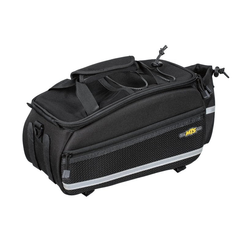 Topeak MTS TrunkBag EX Rear Bicycle Bag, Strap Mount – 2024 Model – 8L Semi-Rigid Weather-Resistant Rack Bag with Dual Molded Panels, Shoulder Strap & 3M Reflective Safety Strip