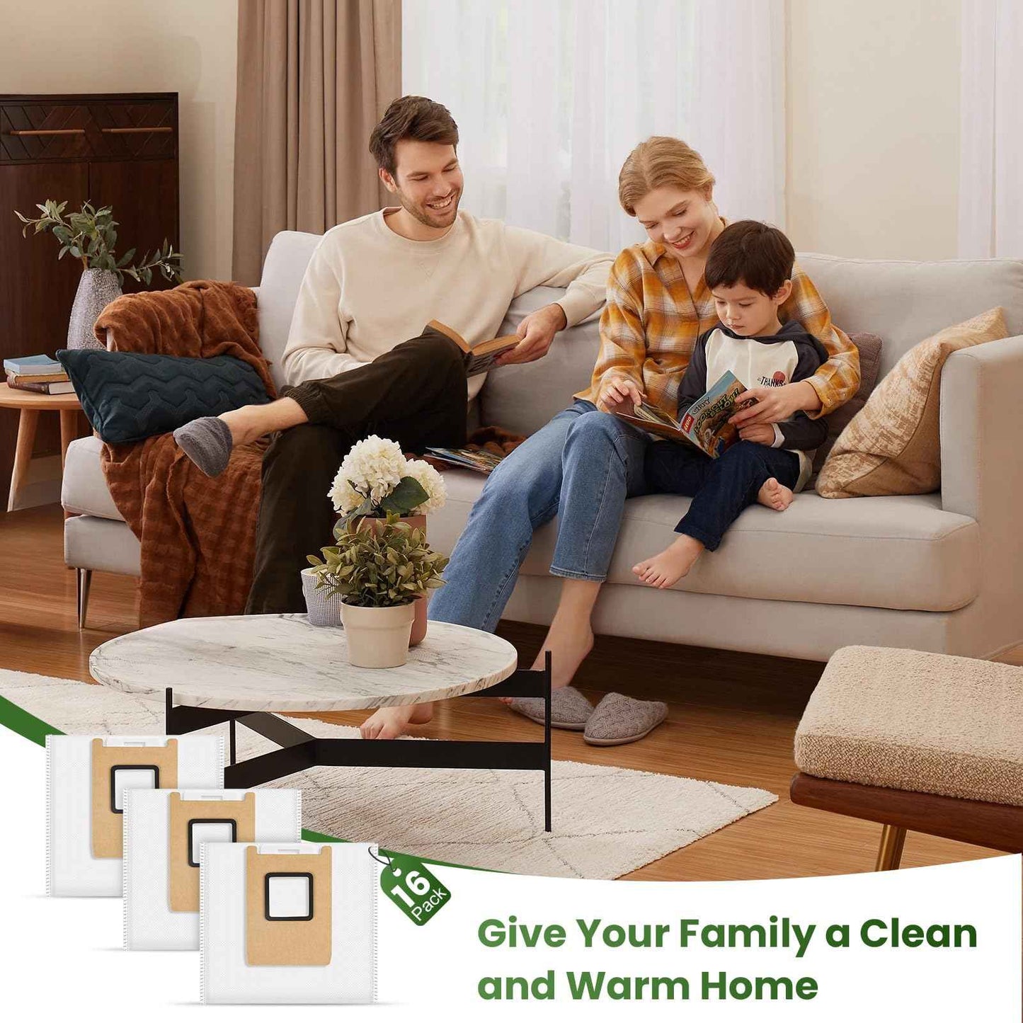 16 Pack Dust Bags for eufy E28 Omni / E25 Omni Robot Vacuum Cleaner, 3L Large Capacity Vacuum Bags, Disposable Replacement Dust Bags