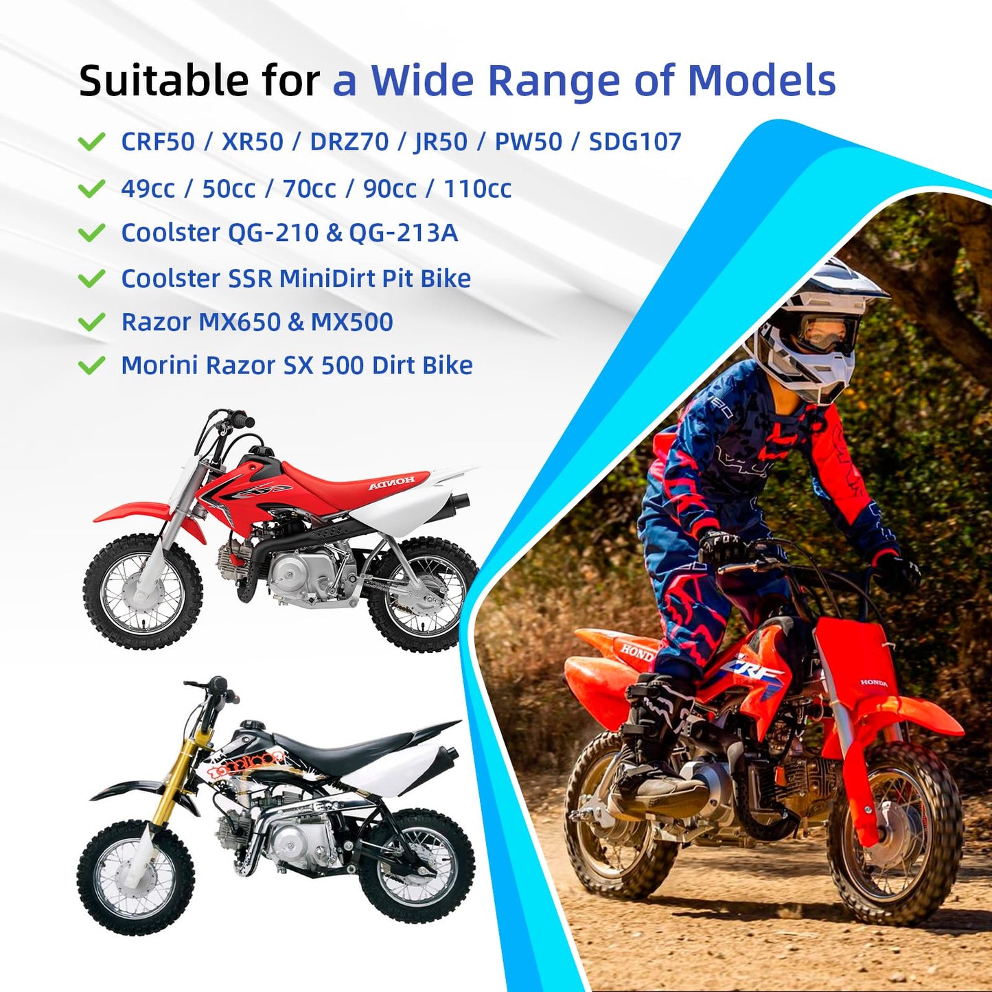 ulip 2.75-10" tubeless tire - Most 49cc, 50cc, and 70cc Dirt Bike Tire Replacement Compatible with CRF50/XR50, DRZ70/JR50, and PW50 (2.75-10")