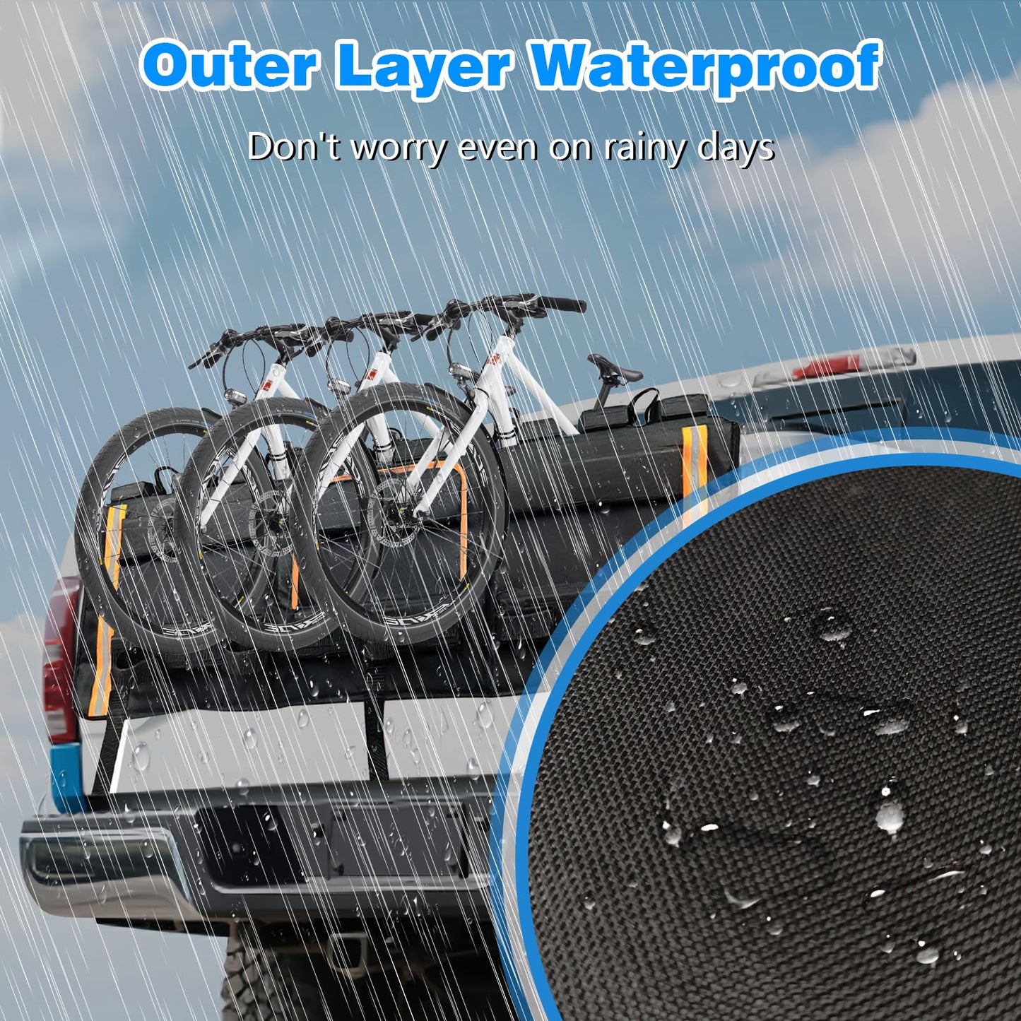 52" Truck Bike Tailgate Pad for 5 Bikes Bed Rack Holder, Universal Outdoors Thickened Tailgate Cover with Tool Pockets Scratch Shield and Locking