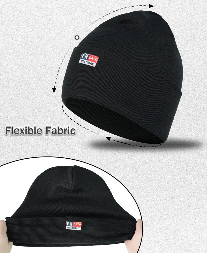 BOCOMAL FR Face Mask Beanie Heavyweight Modacrylic Cotton Permanent Flame Resistant Winter Hat Covering