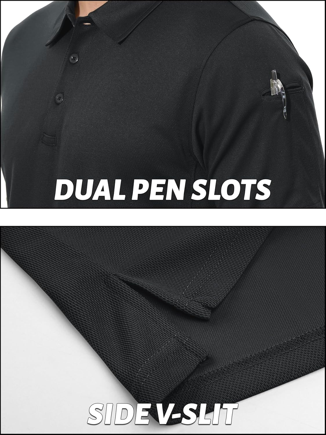 TACVASEN Men's Polo Shirt - Dry Fit Short Sleeve Performance Collared Golf Shirt | Light UPF 50+ Protection