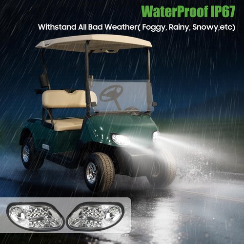 10L0L Golf Cart Headlights for EZGO TXT/T48 (2014-Up) - Driver & Passenger Side Replacement, 12V Bright Headlights Direct Fit Gas/Electric Models