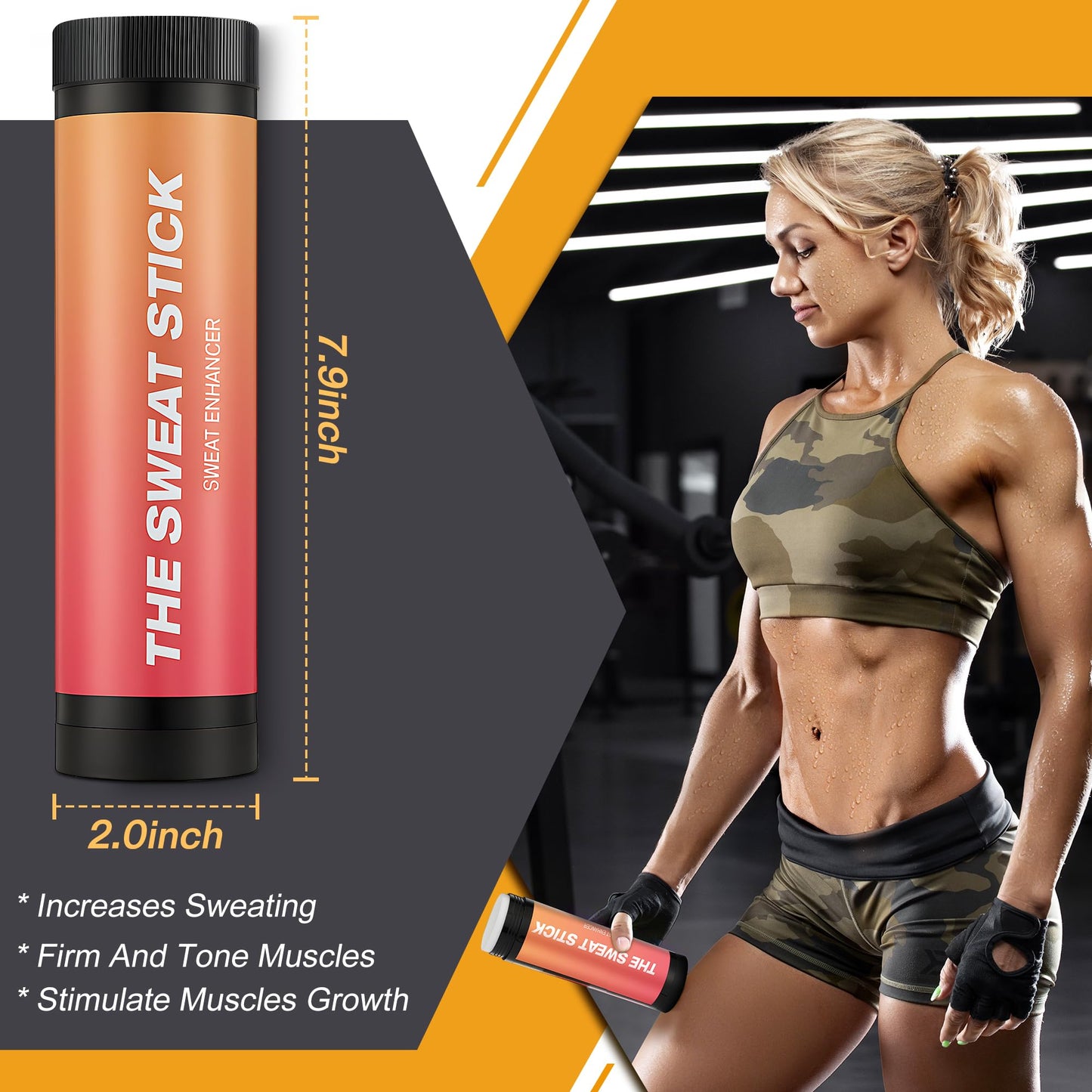 Demissle Sweat Gel Stick, Fragrance Workout Enhancer Stick, 10.5 oz,Orange