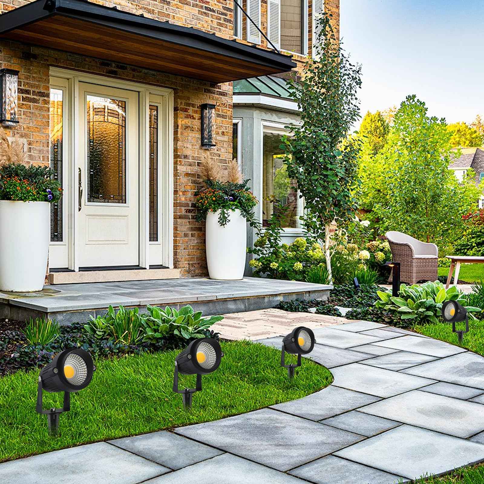 Lorrtta Landscape Lighting, 5W Spotlight Outdoor, 3000K Warm White LED Outdoor Spot Lights for Yard, IP65 Waterproof Outdoor Lighting, Garden Lights for Outside with Aluminum Case, 2 Pack