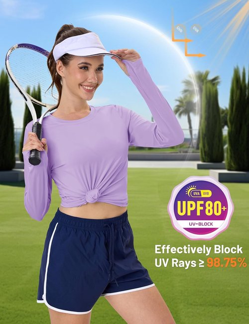 MAGCOMSEN Women's Long Sleeve Rash Guard | UPF 80+ Quick Dry Sun Shirt for Swim & Workout