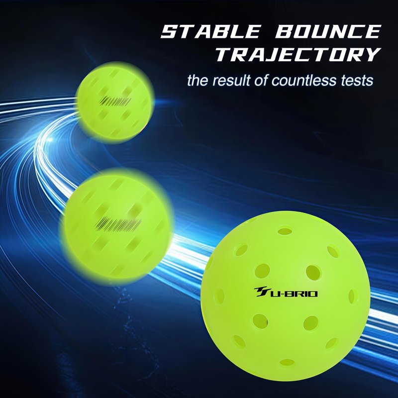 U-BRIO Outdoor Pickleball Balls, 40 Holes Rotation One-piece Green 4 Pack, High Bounce Stable Trajectory Stylish Durable Crack-Resistant Pickleballs.