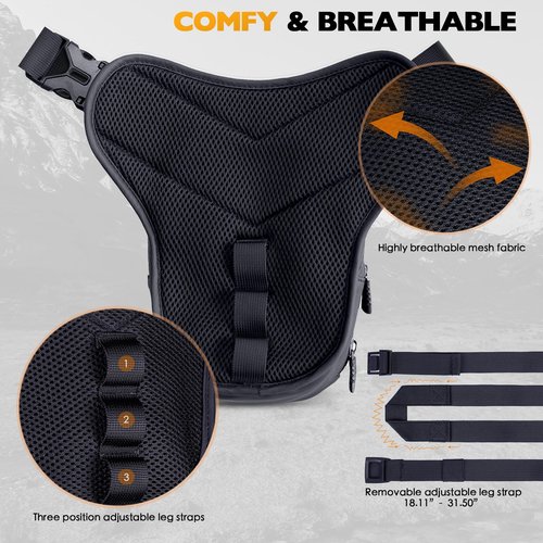 Motorcycle Leg Bag for Men Women, Thigh Bag with Reflective Logo and Removable Leg Straps Can Crossbody Fanny Pack, Motorcycle accessories gear Use for Outdoor Cycling Hiking Camping Fishing