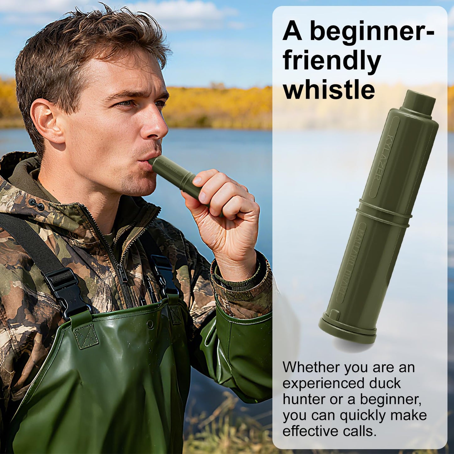 Kylazer Mallard Duck Call, Easy-Blow Hunting Whistle, Green