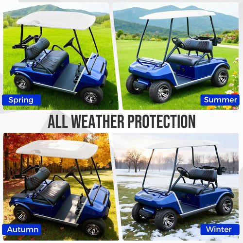 Tecoom Golf Cart Seat Covers Custom Fit for Club Car Precedent 2 Seats, OEM Standard Vinyl Seat Cushion Cover Set, Front & Back Seat Protector, No Stapler Required, Precedent Golf Cart Accessories
