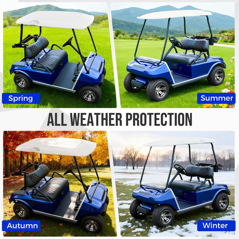 Tecoom Golf Cart Seat Covers Custom Fit for Club Car DS 1989-2000, OEM Vinyl Seat Protector Set, Waterproof Front and Back Seat Cushion Cover, No Stapler Required, Black Luxury Golf Cart Accessories
