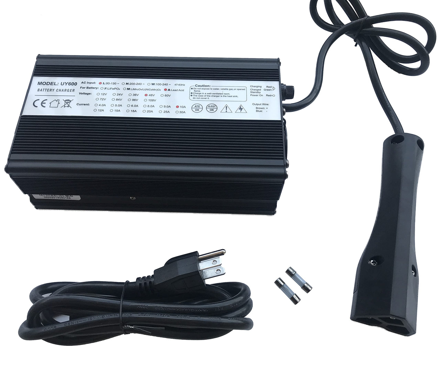 48V 10A Golf Cart Battery Charger for EZ-GO RXV TXT Powerwise 3-Pin Connector