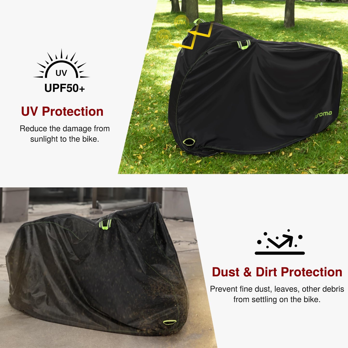 Puroma Bike Cover for 1/2/3 Bikes, 210D Waterproof Outdoor Storage Bicycle Covers Rain Sun UV Dust Wind Proof with Lock Hole for Mountain Road Electric Bike