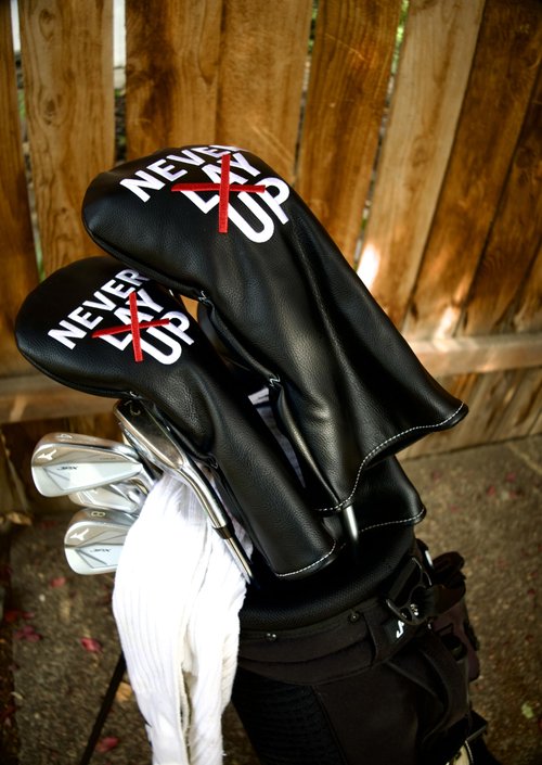 Golf Driver Headcover, 3 Wood Head Cover, Premium Leather Golf Headcover, Never Lay Up Style, Protective Golf Club Cover, Fairway Wood Headcover for Men and Women, Black/Red 3 Wood