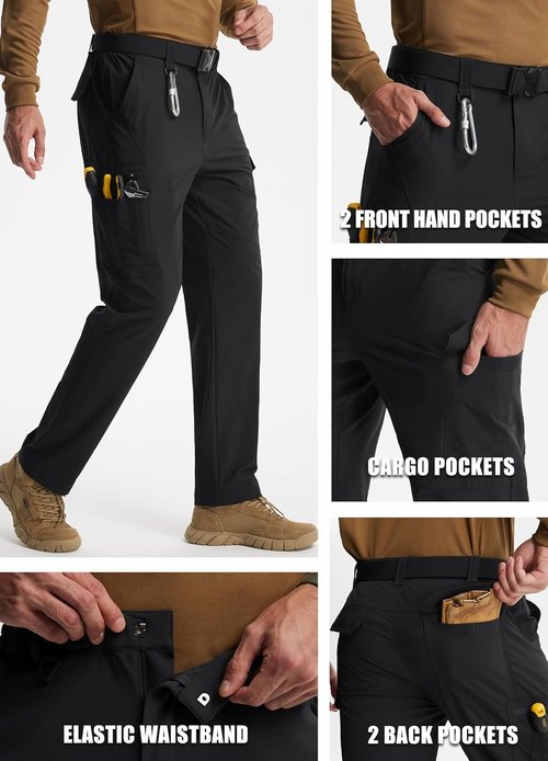 Libin Men's Cargo Pants - Water Resistant Tactical Hiking Trousers with 9 Pockets