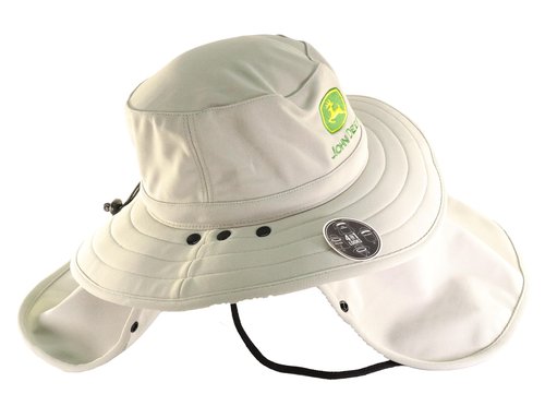 John Deere Bucket Hat Removable Neck Cover and Mask-Ivory