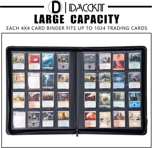 D DACCKIT Card Binder - 16 Pocket Album for 1024 Trading & Sports Cards | Model A, Golden Yellow
