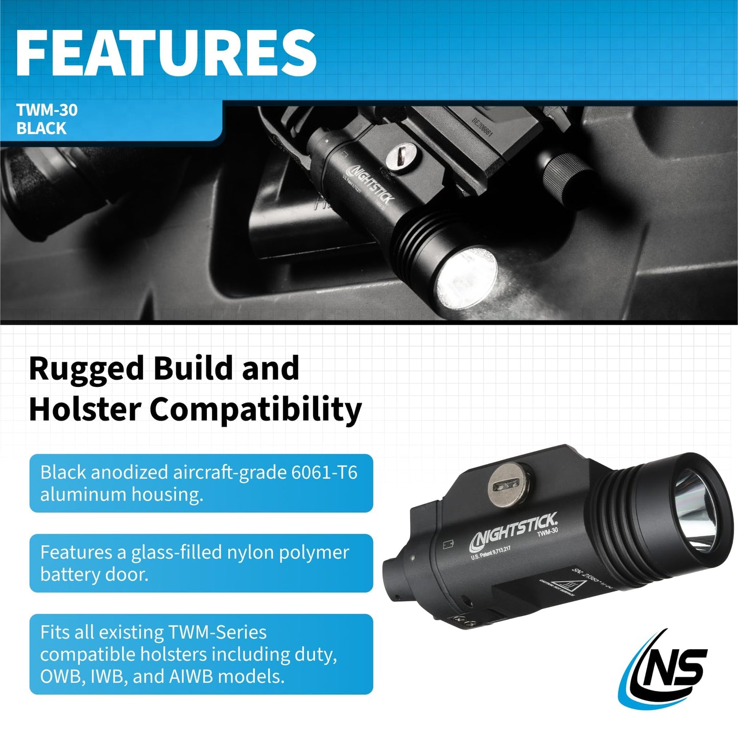 Nightstick TWM-30 Tactical Mounted Light, Black