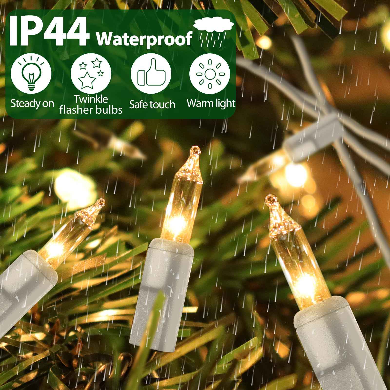 CXLHO Clear Christmas Lights 66FT 200 Incandescent Bulbs Warm White Mini Lights with White Wire for Christmas Tree, Garland, Thanksgiving, Wedding, Party, Home, Indoor & Outdoor Festival Decoration