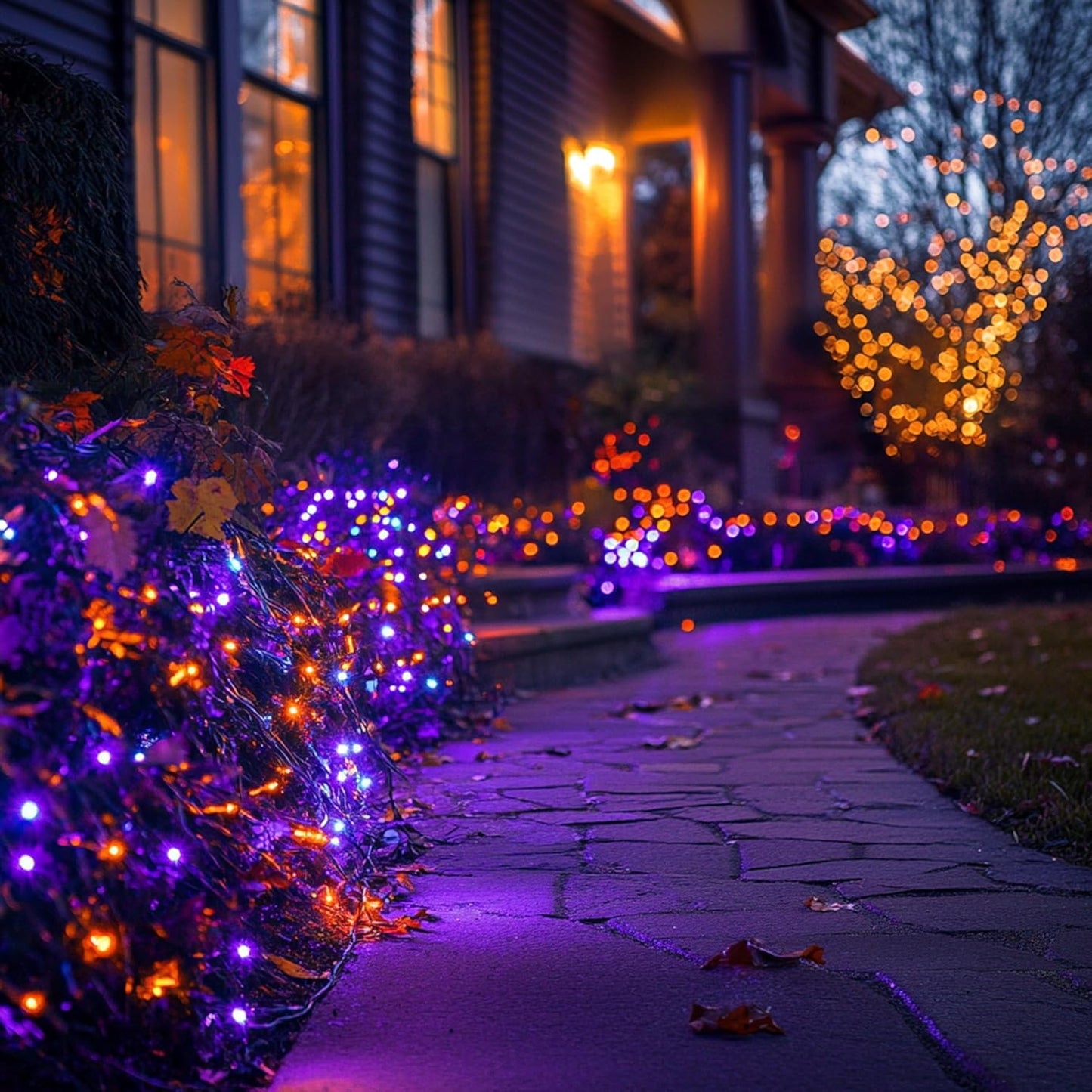1000 LED Halloween String Lights 328FT - Waterproof Outdoor & Indoor Decor with Remote, 8 Modes - Purple & Orange for Parties & Yard