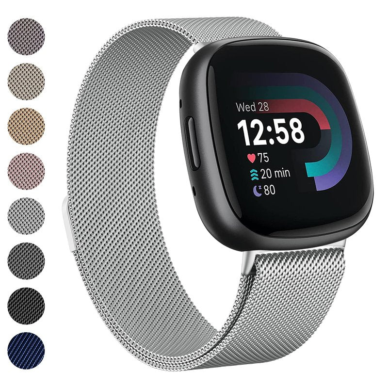 Meliya Metal Bands for Fitbit Sense 2 / Fitbit Sense/Fitbit Versa 4 / Versa 3 for Women Men, Stainless Steel Wristband Replacement Straps for Fitbit Versa 4/Sense 2/Sense/Versa 3 Smartwatch