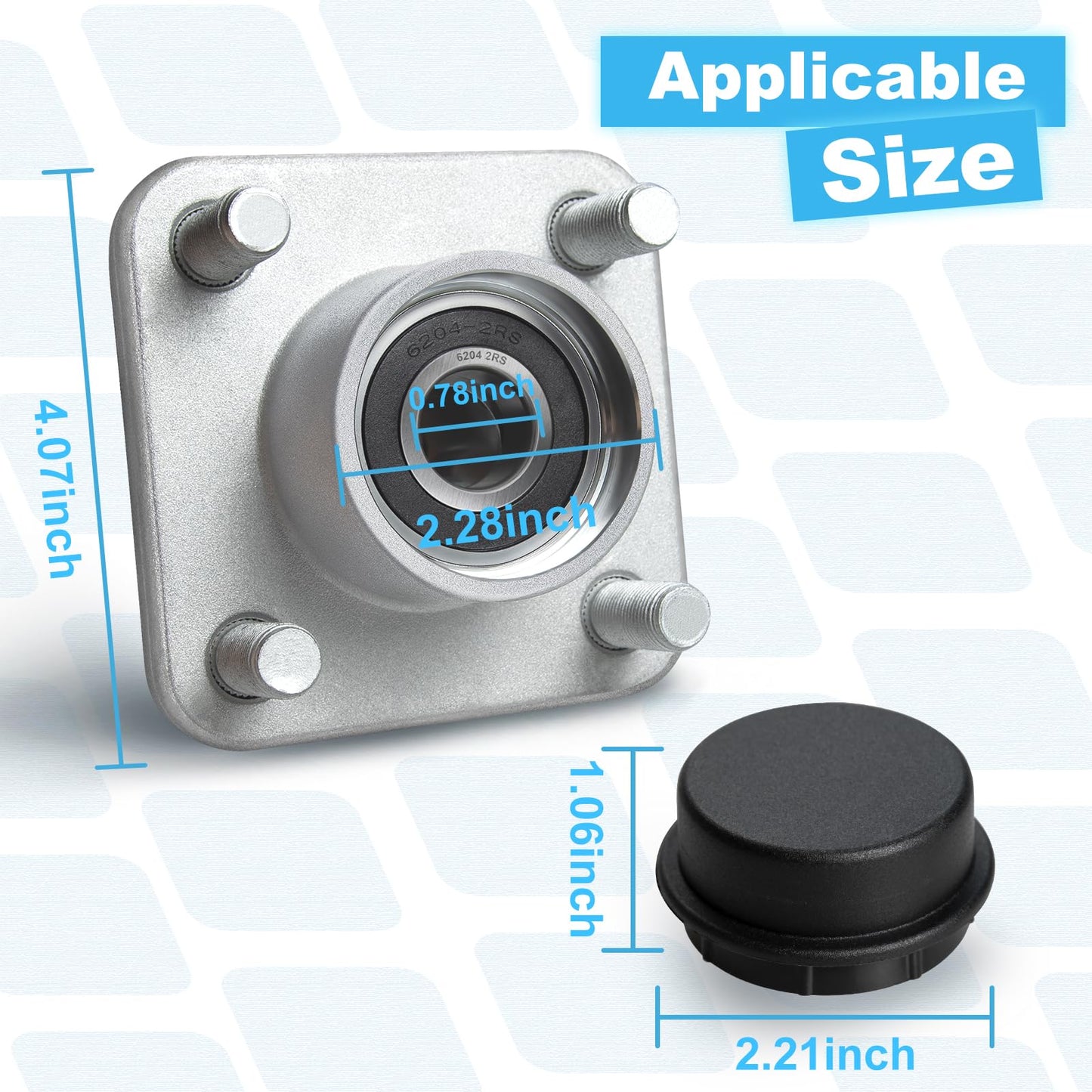 Shu-Ran DS and Precedent Front Wheel Hub Assembly, 2 PCS for Club Car DS & Precedent 2003-up Gas Electric Golf Cart, Golf Cart Hub Replace OEM# 102357701