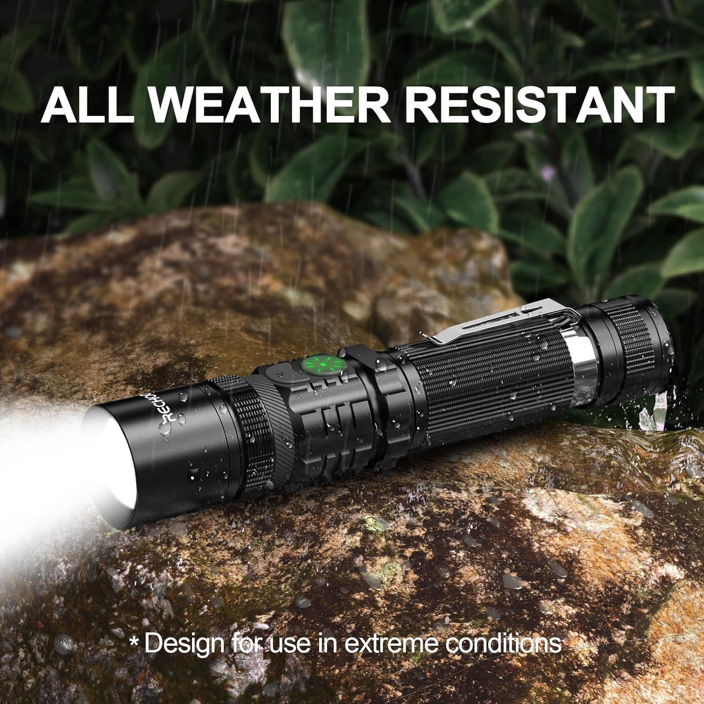 RECHOO Rechargeable LED Flashlight - High Lumens, Adjustable Focus, 5 Lighting Modes | Perfect for Home & Camping