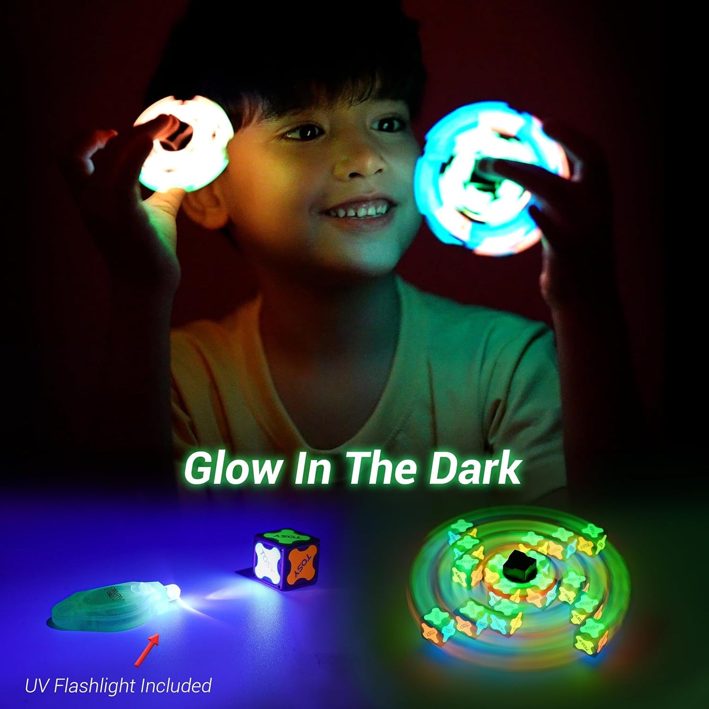 TOSY Magnet Fidget Spinner - Glow In The Dark 3-in-1 Transformable Toy | Infinity Cube & Puzzle for Kids & Adults