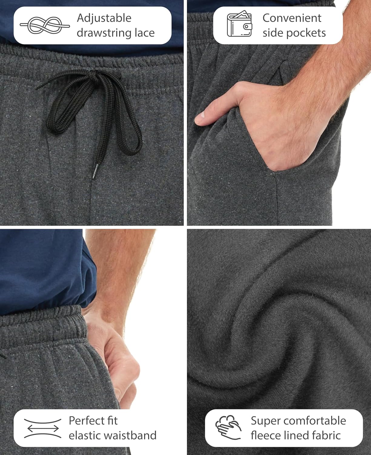 Andrew Scott Men's Cotton Knit Gym Shorts - Midweight Fleece Jogger Sweat Shorts with Drawstring & Pockets | Multi-Pack Options Available