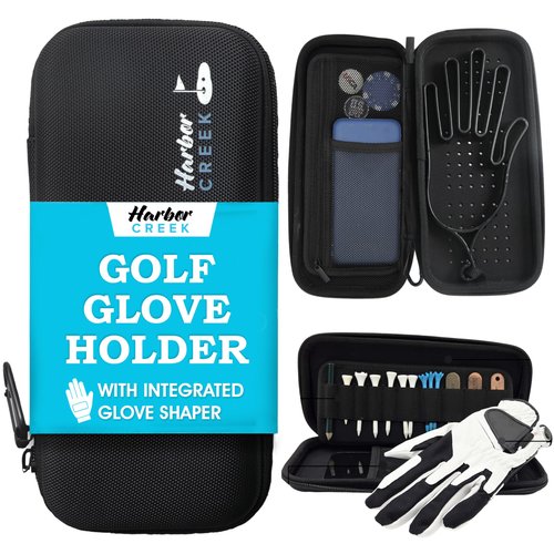 Harbor Creek Golf Glove Holder Case - Durable EVA Hard Shell Organizer with Glove Shaper, Weather-Resistant Design for Tees, Phone, Keys & Tools – Compact & Breathable