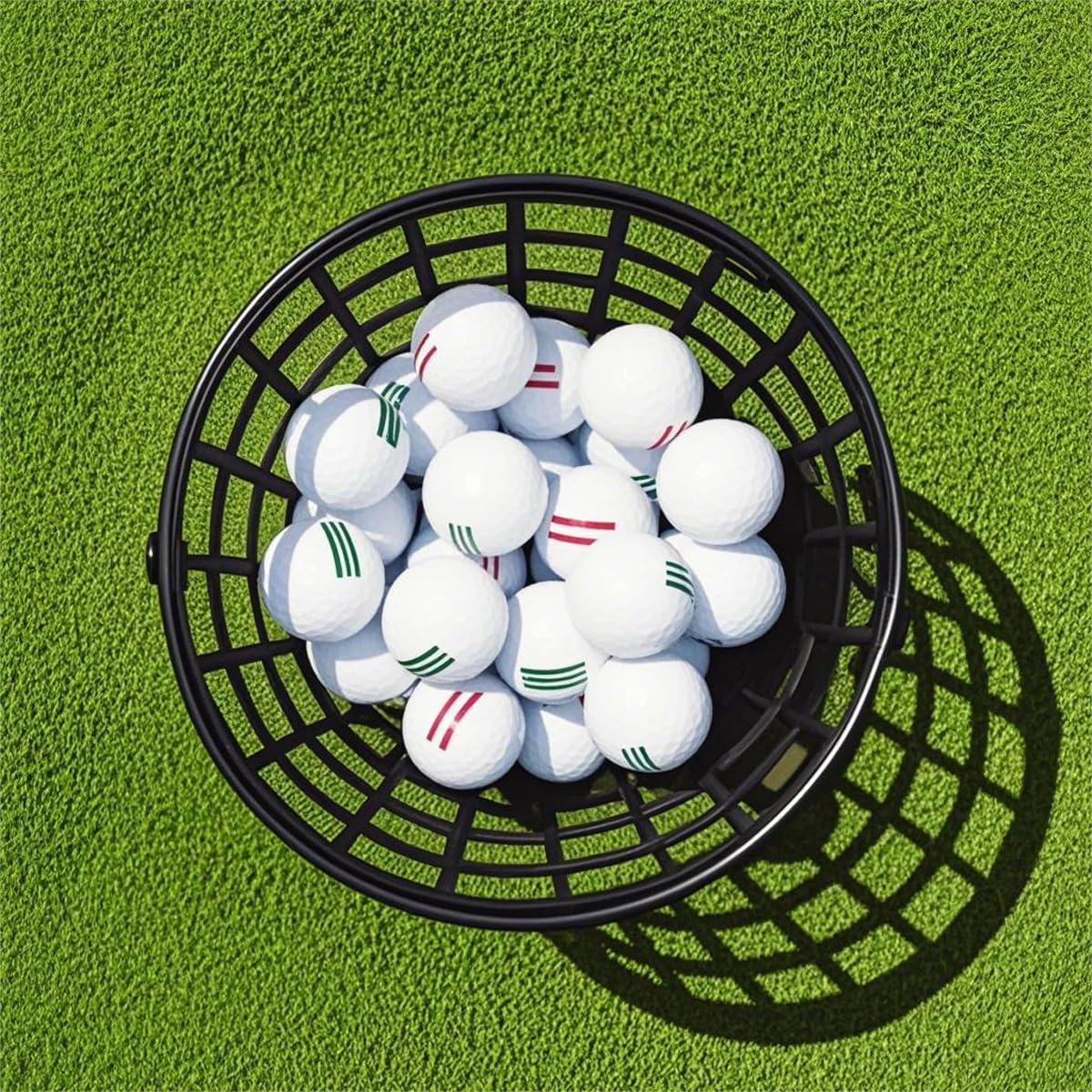 ZLY Golf Ball Basket - Durable Plastic Container with Handle | Holds 50 Balls - Black