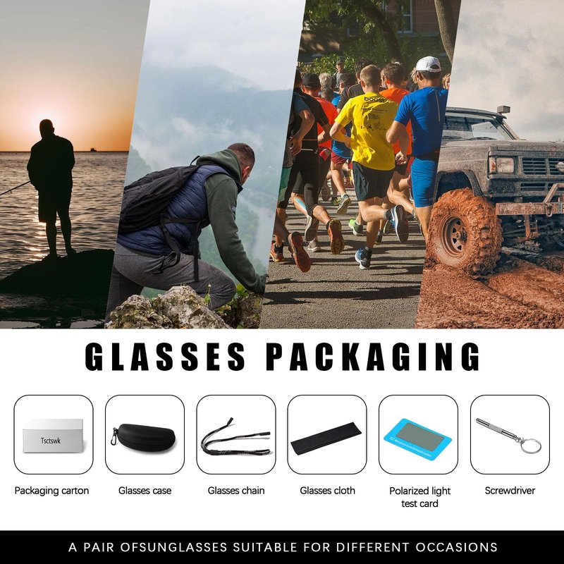 Tsctswk Polarized Sports Sunglasses Men Women, Outdoors UV Protection Sun glasses,Cycling Fishing Baseball Running Sunglasses (Blue & Black Frame)
