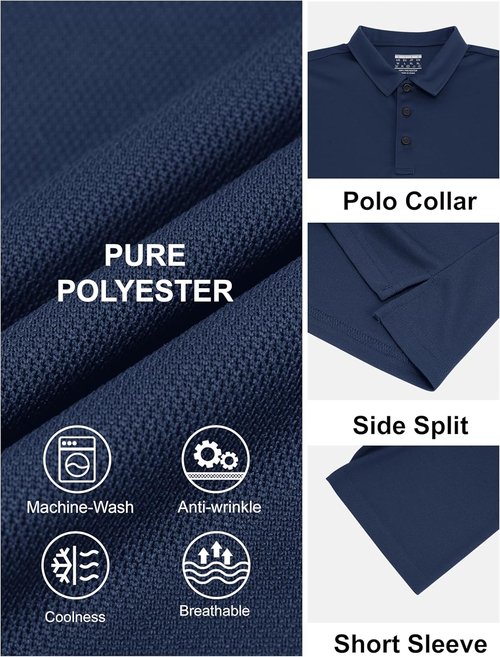 MAGCOMSEN Men's Polo Shirts - Short Sleeve Dry Fit Performance Golf Shirt | Casual Collared Design