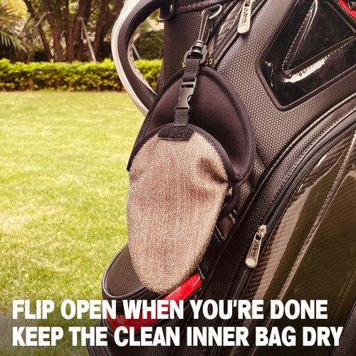 GOLDALIENS Golf Club Cleaner & Ball Cleaning Bag,Original Three-Layer Fabric Waterproof Technology,Golfer's Ultimate Green Clean Scrub Equipment Accessories (Black)