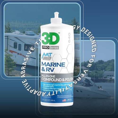 3D Marine & RV Gel-Coat Compound & Polish - Removes Oxidation & Scratches, Deep Shine Protection, 32oz