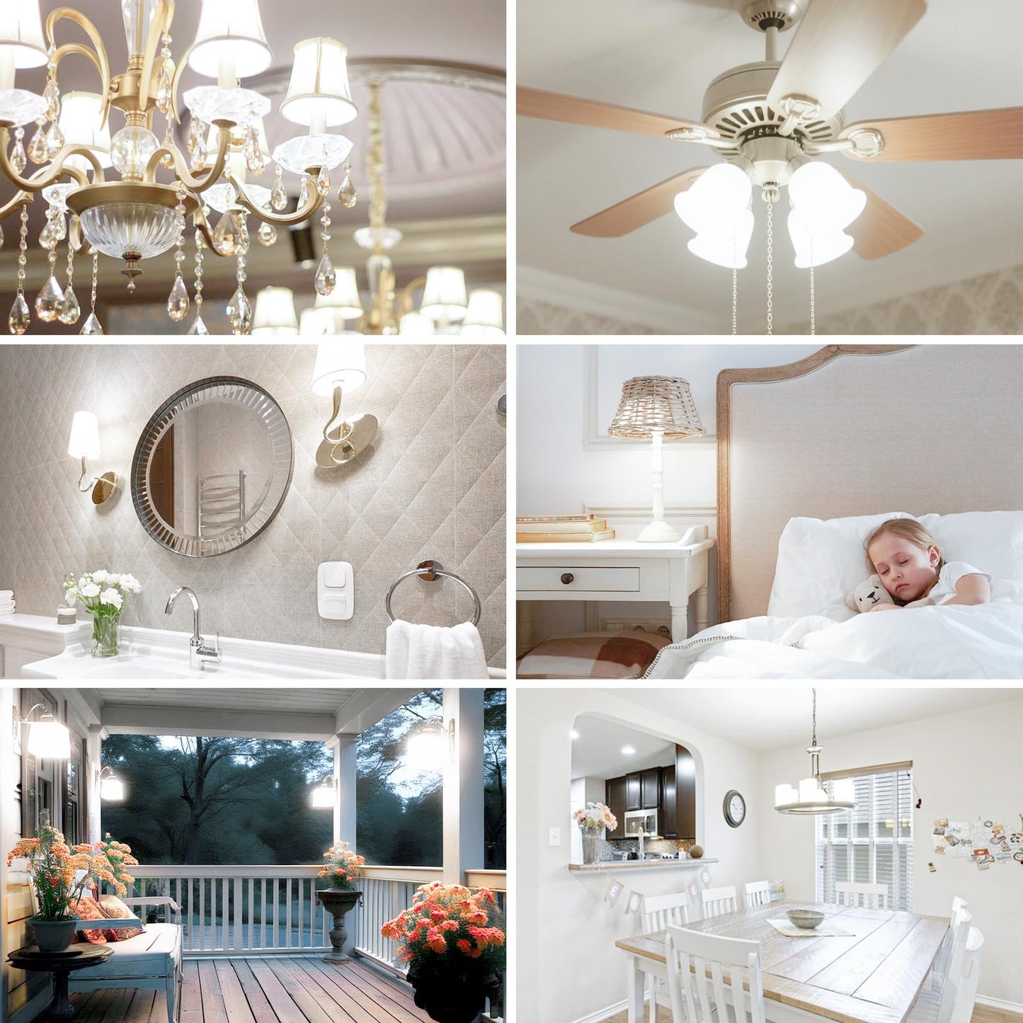 E12 LED Bulb 100w Equivalent 1200lm 6000K Led Candelabra Bulbs Cool Daylight White 10W T6 C7 Candle Light Bulbs for Ceiling Fan Pendant Lighting Salt Lamp Non-dimmable(5Pack)