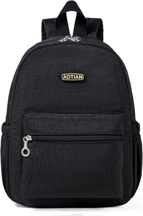 AOTIAN Mini Lightweight 11.8-Inch Backpack - Durable Travel Daypack for Women & Girls | 7 Liters, Black