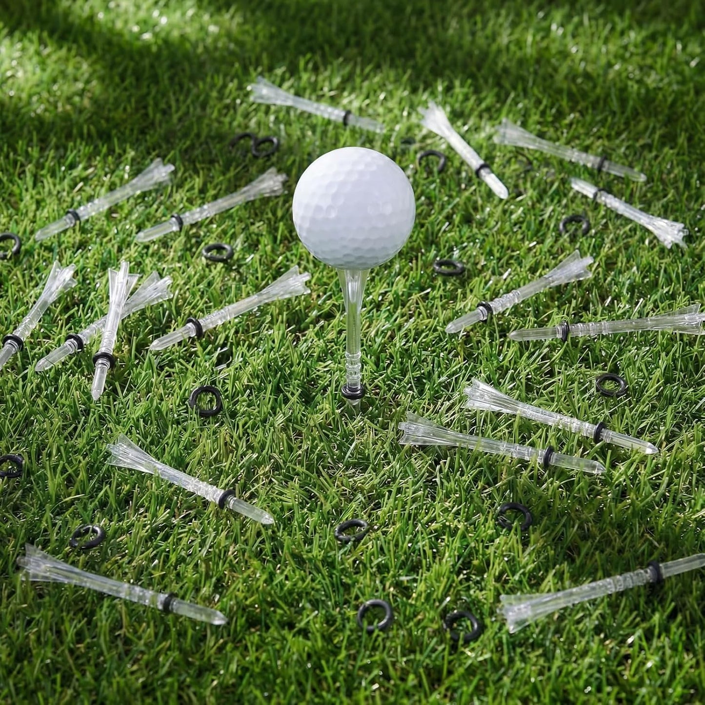 Skiennix 100 Pcs 4-Prong Anti-Slip Golf Tees - 3.25" Adjustable Plastic for Enhanced Stability