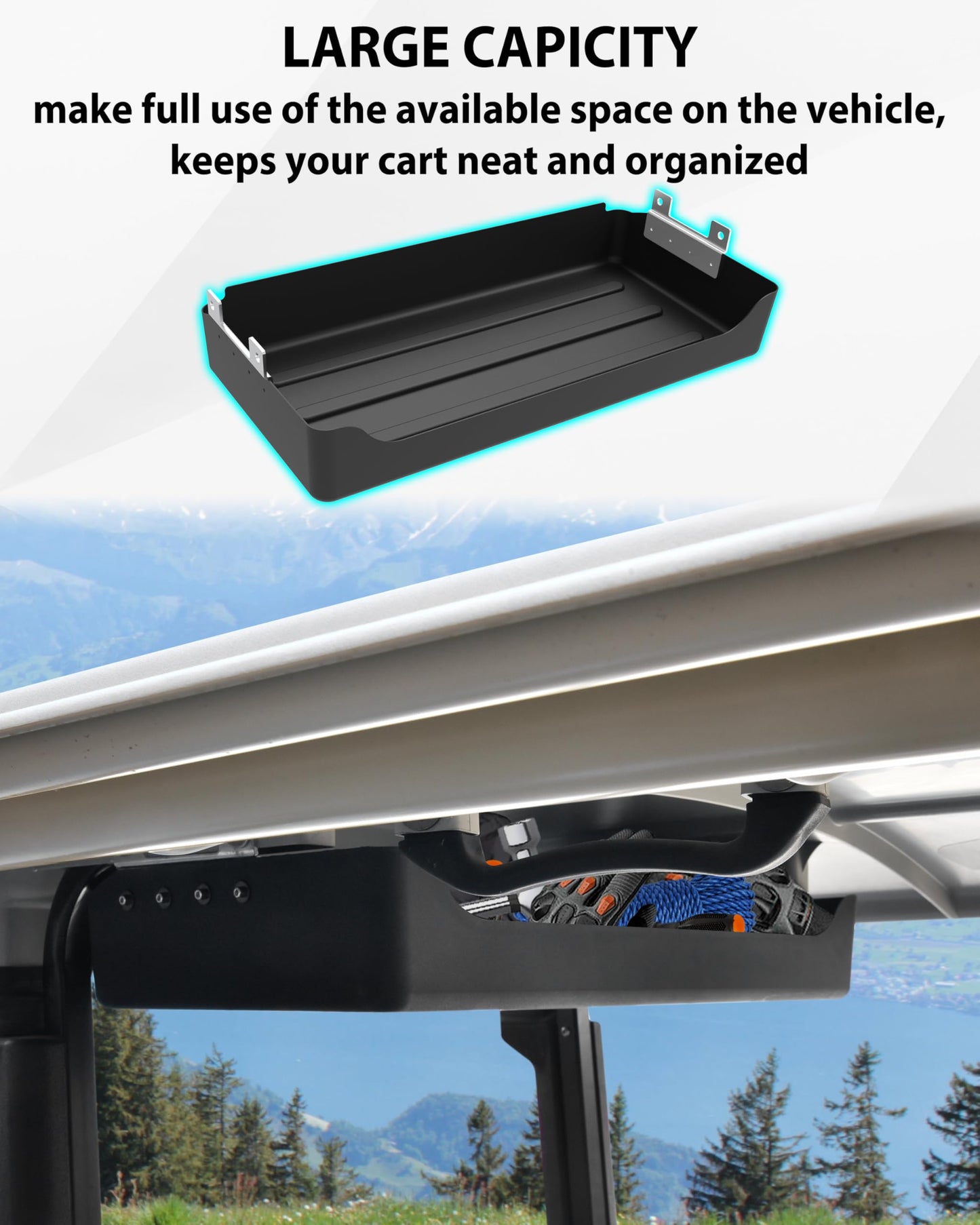 SAUTVS Rear Overhead Storage Tray for Yamaha Drive2 G29 Golf Cart Accessories, Roof Rear Storage Box Ceiling Organizer Tray Compatible with Yamaha Drive2 G29 Standard Factory Golf Cart