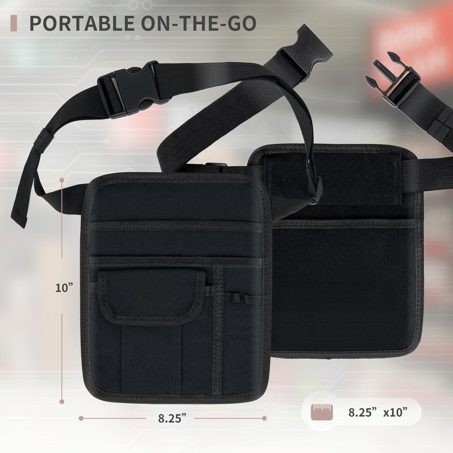 MELINON Restaurant Waiter Waist Money Pouch Bag, Serving Apron, Check Holder with Multiple Pockets, Adjustable Belt for Waitress