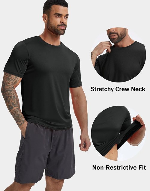 KINSWT Men's Athletic T-Shirts - Dry Fit UPF 50+ Cooling Short Sleeve Gym Tees | Quick Dry Running Tops
