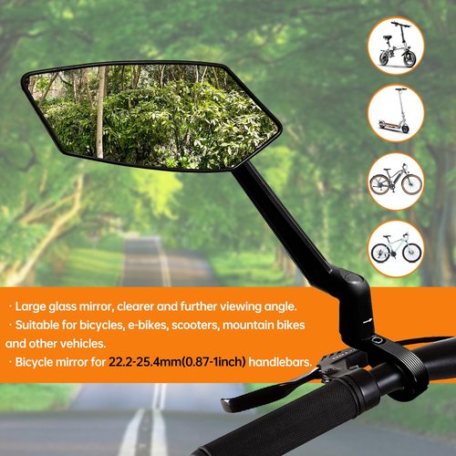Homieway Bike Mirror, New Foldable Bicycle Mirror for Handlebar Mount, Adjustable 360°Rotatable Bicycle Rear View Mirrors for E-bike, Mountain Bike, City Bikes &Scooter (Left 0.87-1")