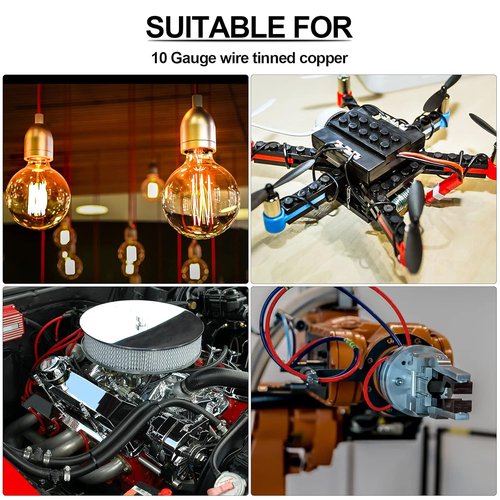 iGreely 10 Gauge Tinned Copper Wire - 30 FT Red & 30 FT Black for Solar Panel & Automotive Wiring