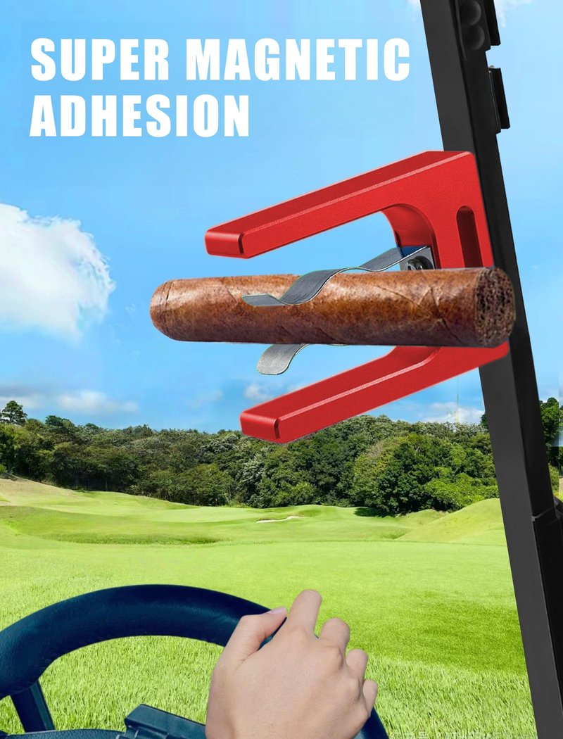 2-Pack Magnetic Holder for Golf Cart, Aluminum Alloy Golf Cart Hold 30-80 Rings, Clip with Strong Magnet, Golf Cart Accessories, Golf Gifts for Men, Husband, Boyfriend, Dad, White Elephant Gift - Red