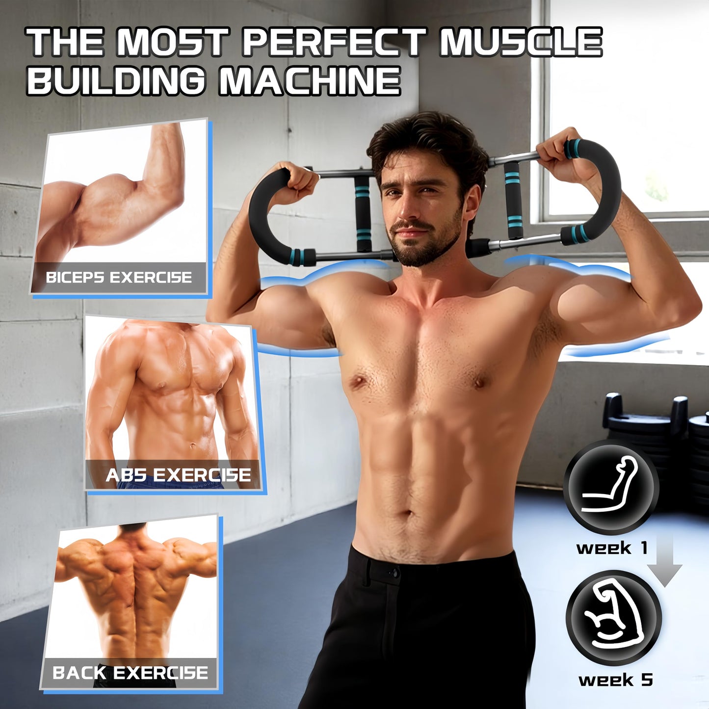 Huitban Twister Arm Trainer, 60-100lb Adjustable Chest & Arm Workout Tool, Arm Strengthener for Men & Women, Portable Detachable Upper Body Fitness Machine for Home & Gym